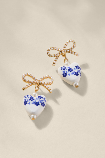Liz Ceramic Heart Drop Earrings