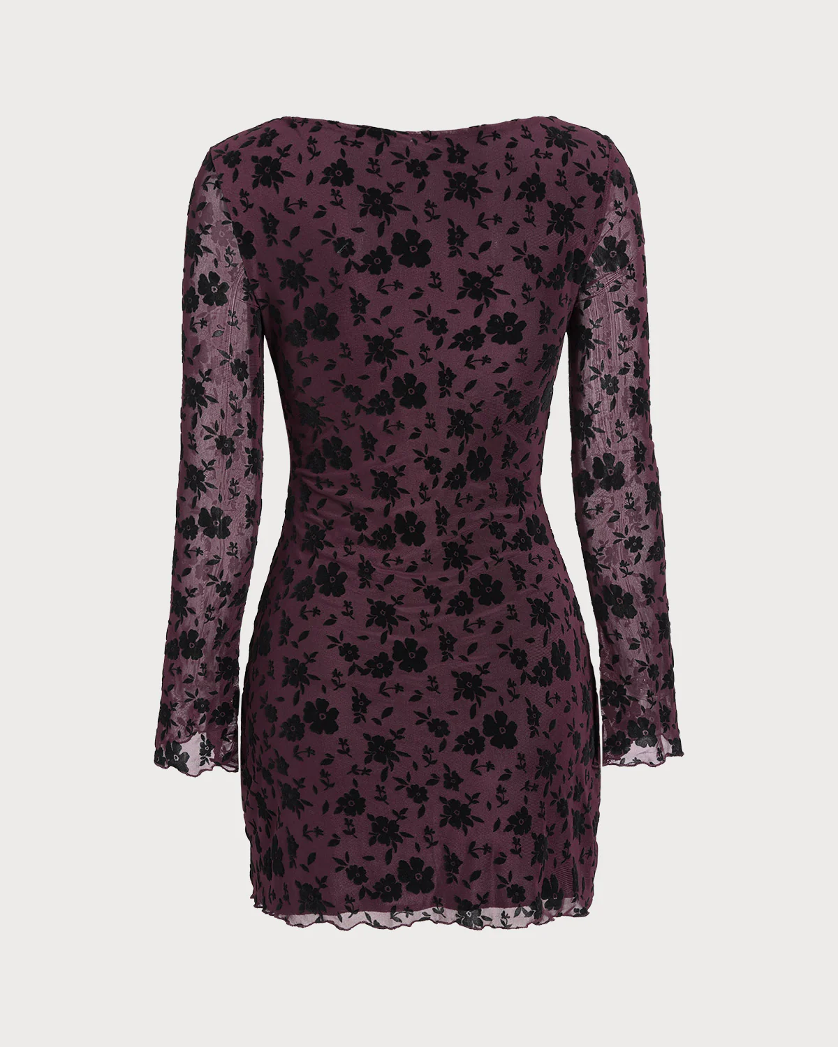 Red Floral A-Line Bell Sleeve Mini Dress