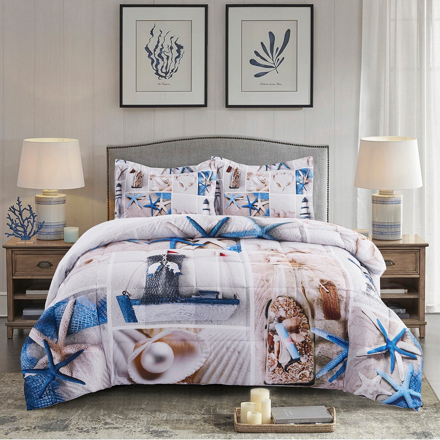 3D Reactive Print Starfish All Season Comforter Set Twin -S11