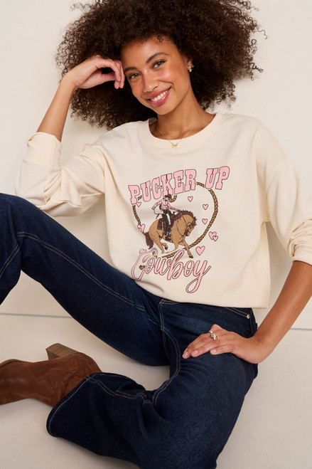 Pucker Up Cowboy Graphic Sweatshirt
