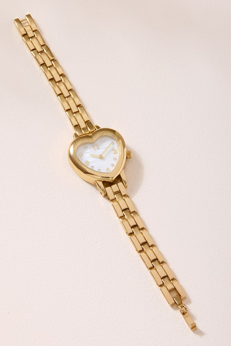 Cathy Heart Face Gold Watch