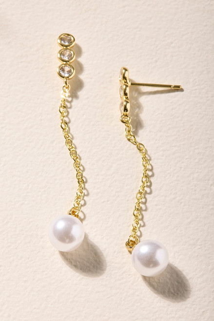 Carry Linear Pearl Drop Earrings
