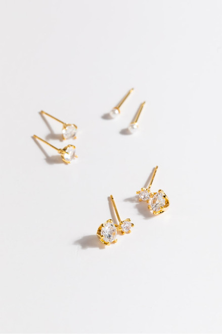 Raylene Gold Drop Stud Set