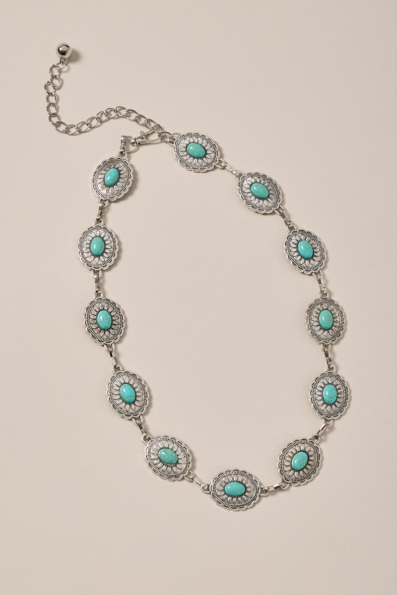 Carol Turquoise Concho Western Chain Belt