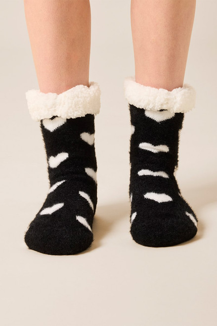 Clare Heart Print Slipper Socks