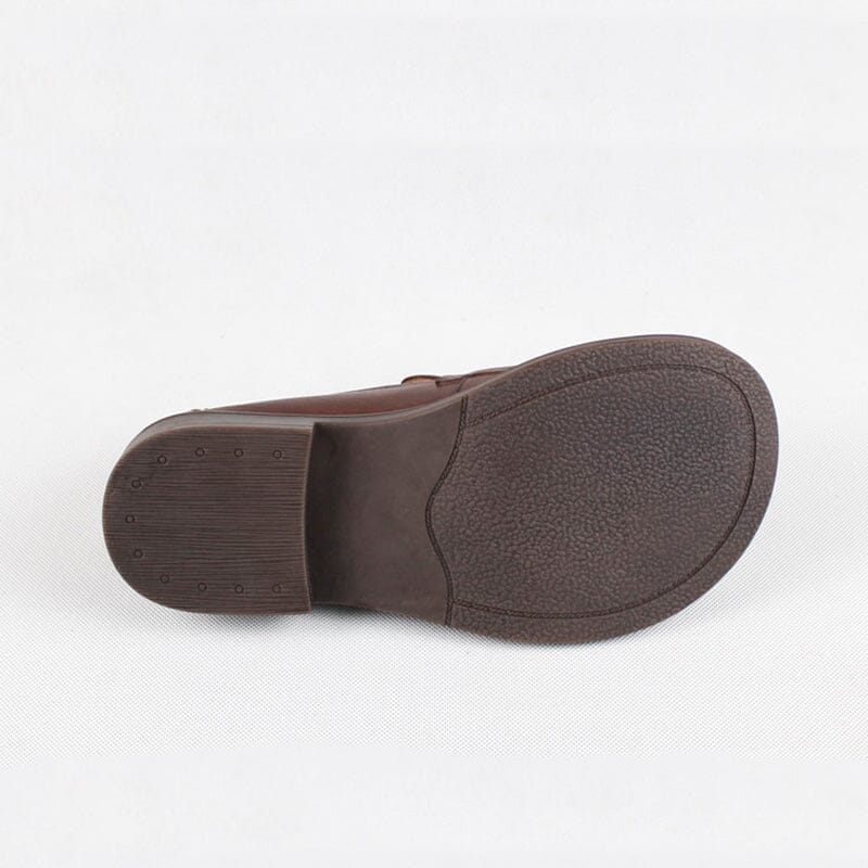 Wide Fit Big Toe Full Grain Leather Penny Loafers Handmade Uniform Shoes in Black/Coffee