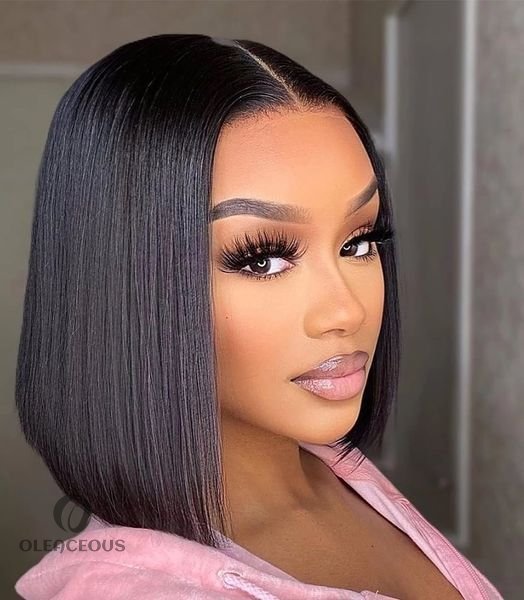 2023Black Gradient Light Brown Brazilian Straight Hair BOB Wigs Lady Wig