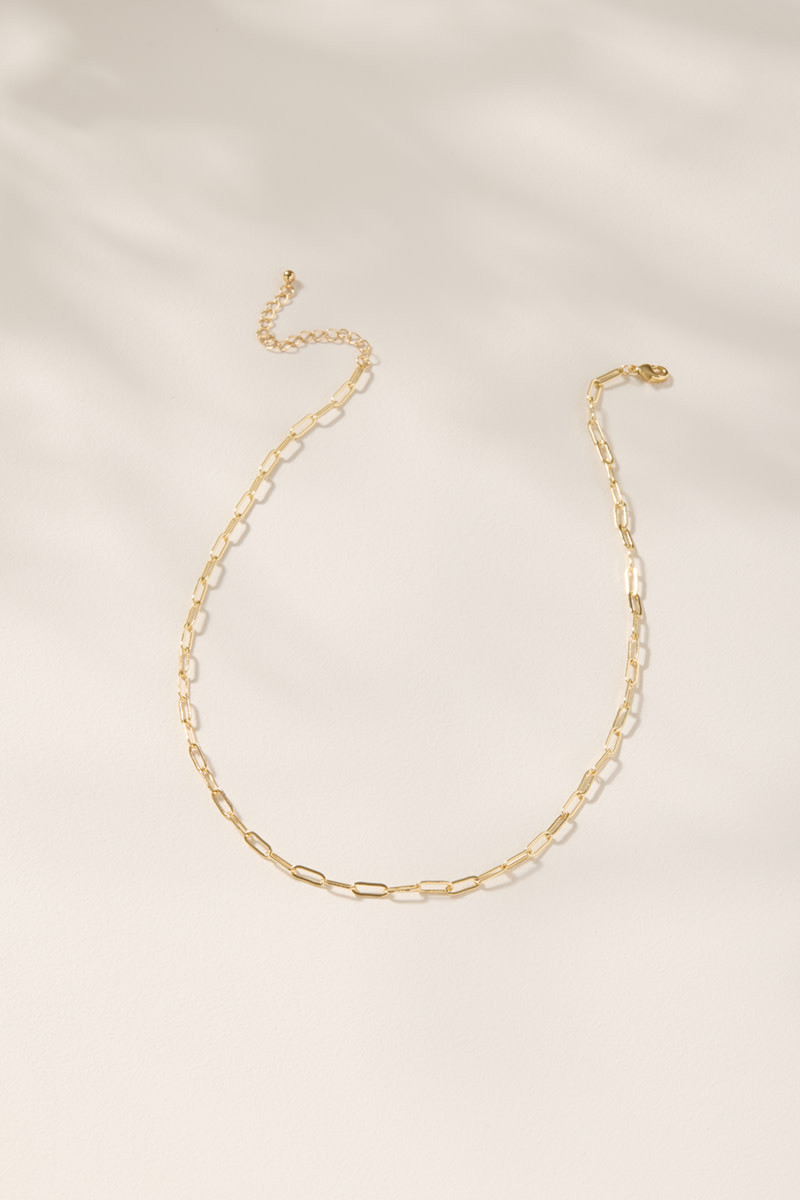 Paperclip Chain Charm Necklace Base?Gold