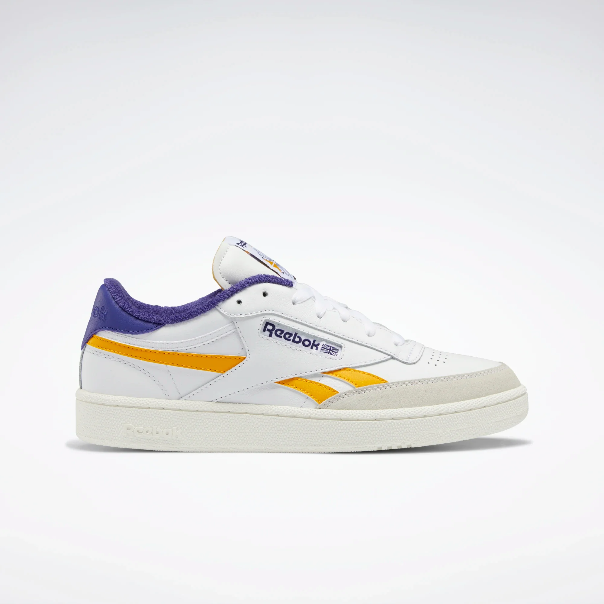 Final inventoryReebok Men's Club C Revenge Shoes - Cloud White / Collegiate Gold / Bold Purple
