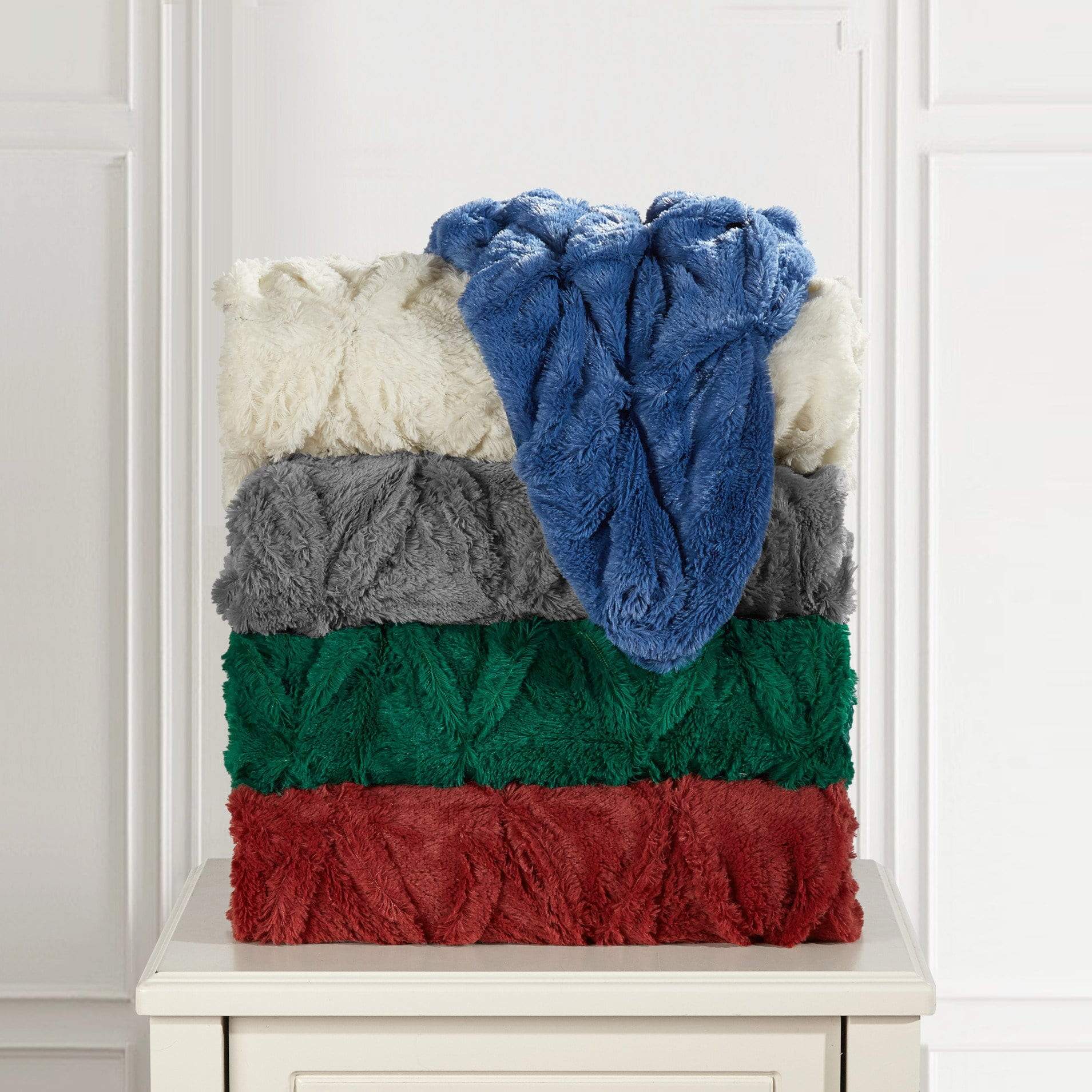 Chic Home Shifra Ultra Plush Pinch Pleat Shaggy Faux Fur Micromink Throw Blanket Grey