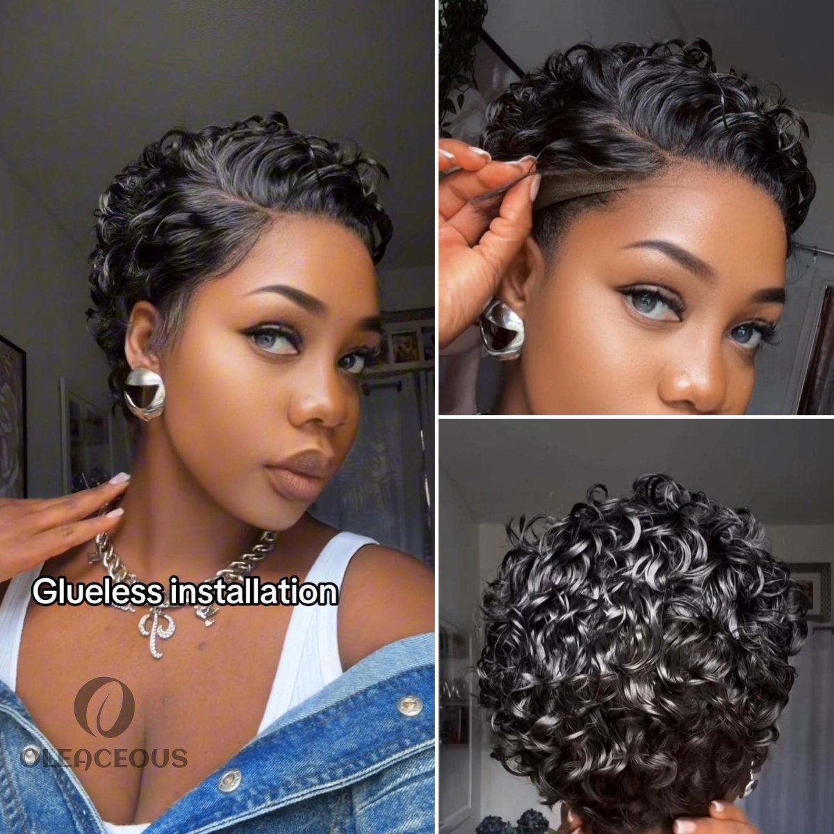 Hot Sale Super Short Pixie Glueless Cut Curly Wig