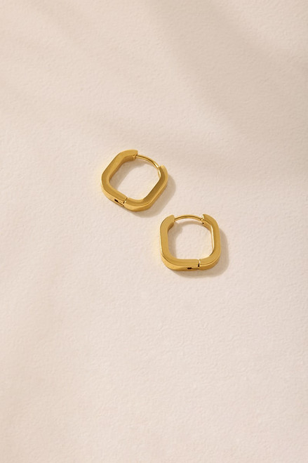 Sasha Stainless Steel Rounded Square Gold Earrings