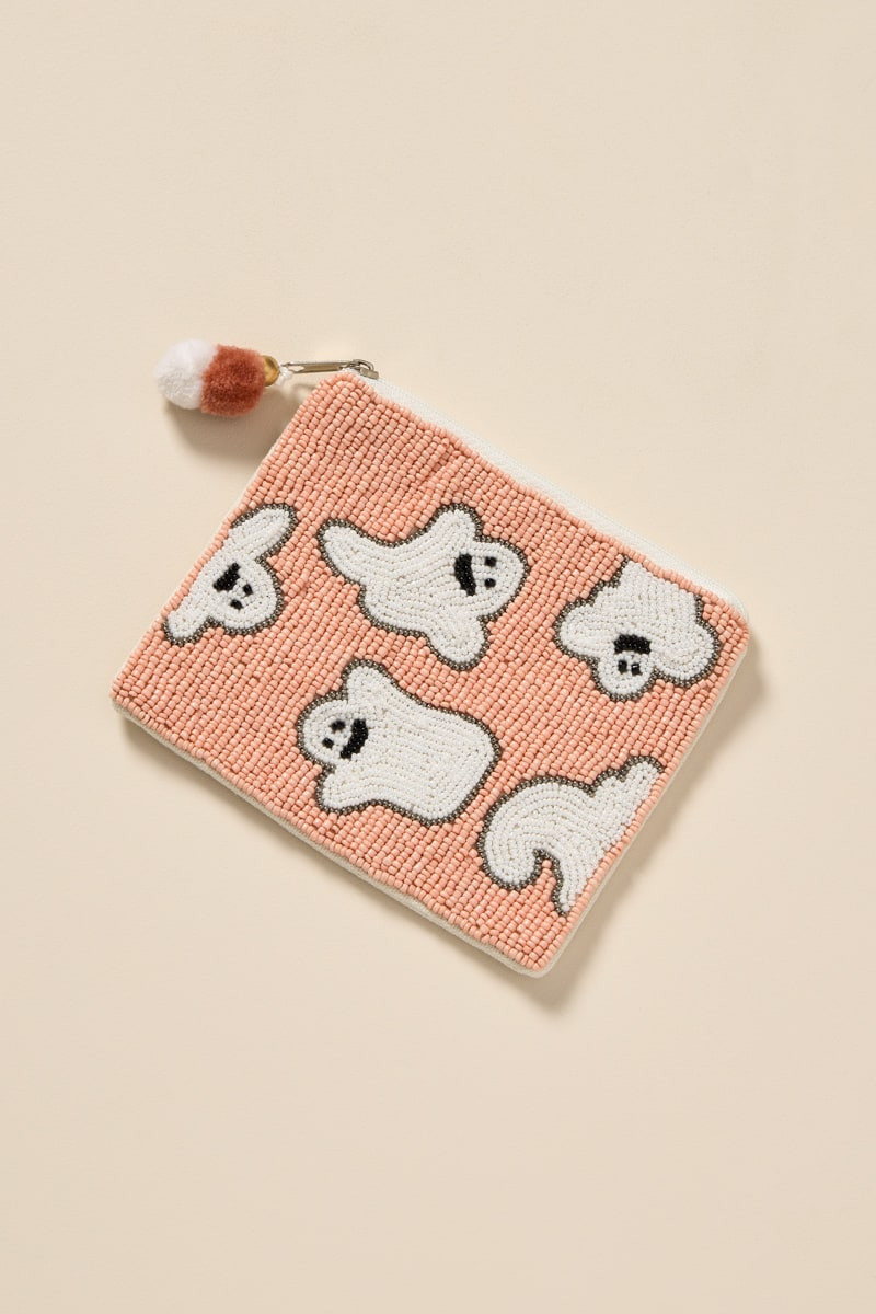 Nina Ghost Print Beaded Pouch