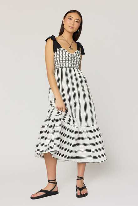 Mina Smocked Striped Midi Dress