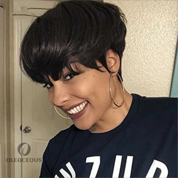 🔥ON SALE🔥Nature Style Short Bob Wig With Razor Cut Bangs