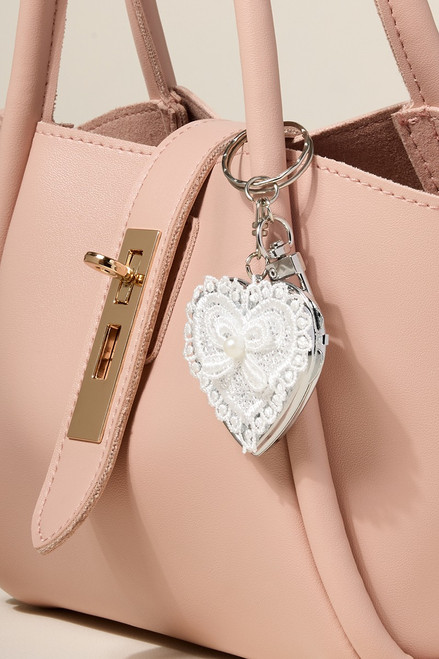 Lace Heart Mirror Key Chain