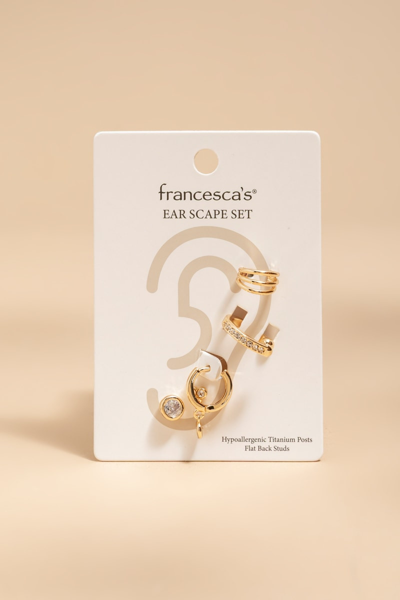 Shirley Crystal Gold Ear Scape Set