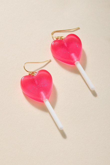 Meagan Heart Lollipop Drop Earrings