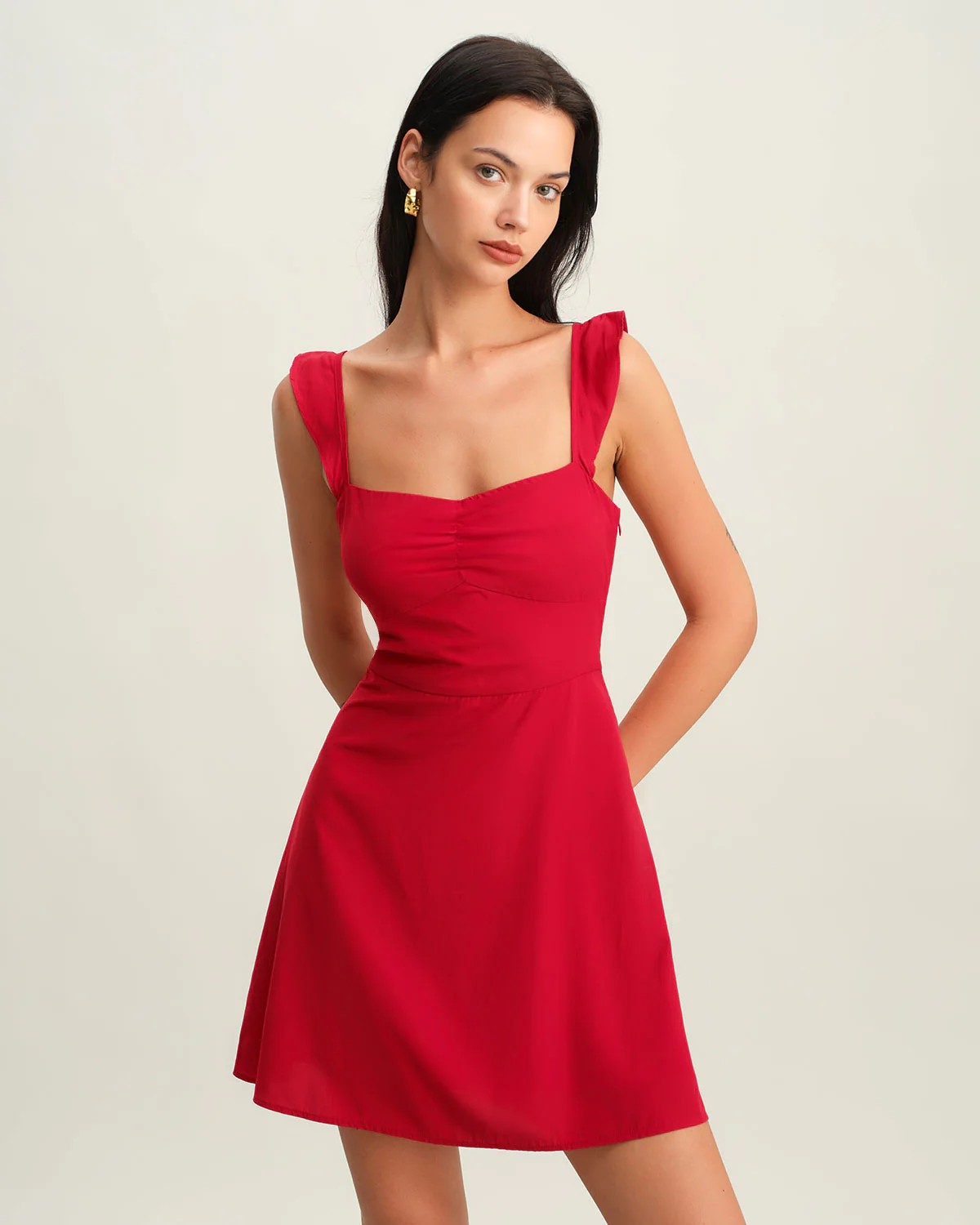 Red Sweetheart Neck Slip Mini Dress
