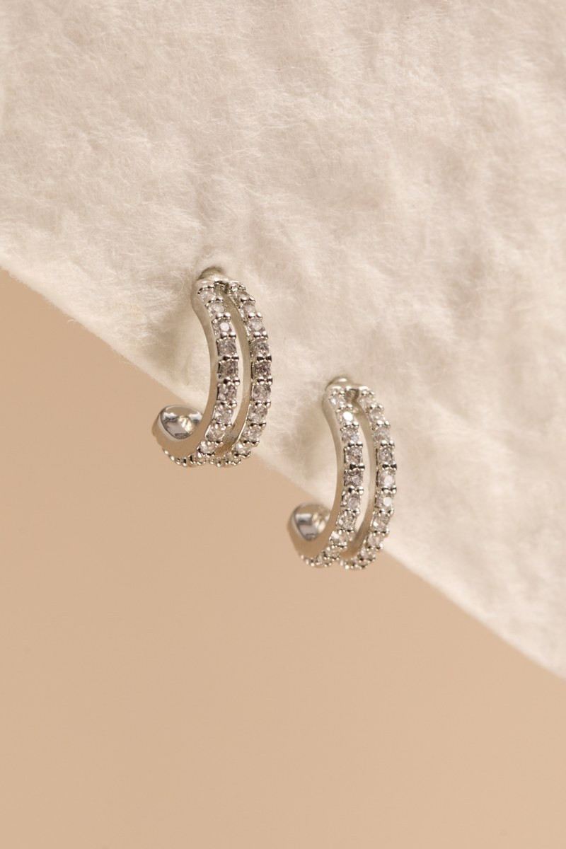 Alyson Double Pave Mini Huggie Hoop Earrings