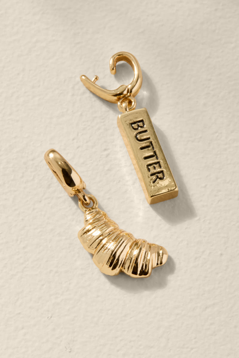 Croissant and Butter Gold Charm Set