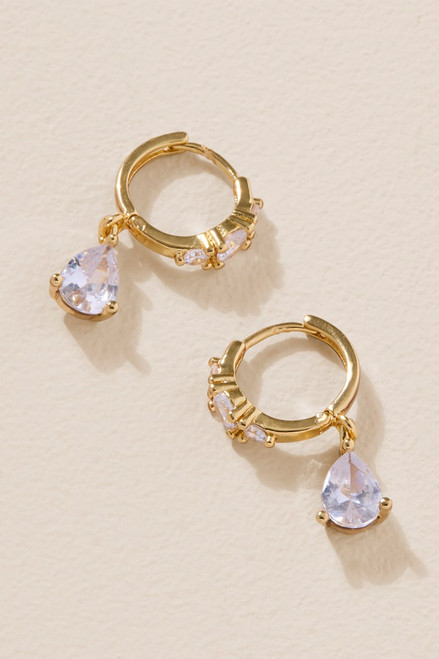 Mona Crystal Inlay Gold Charm Earrings