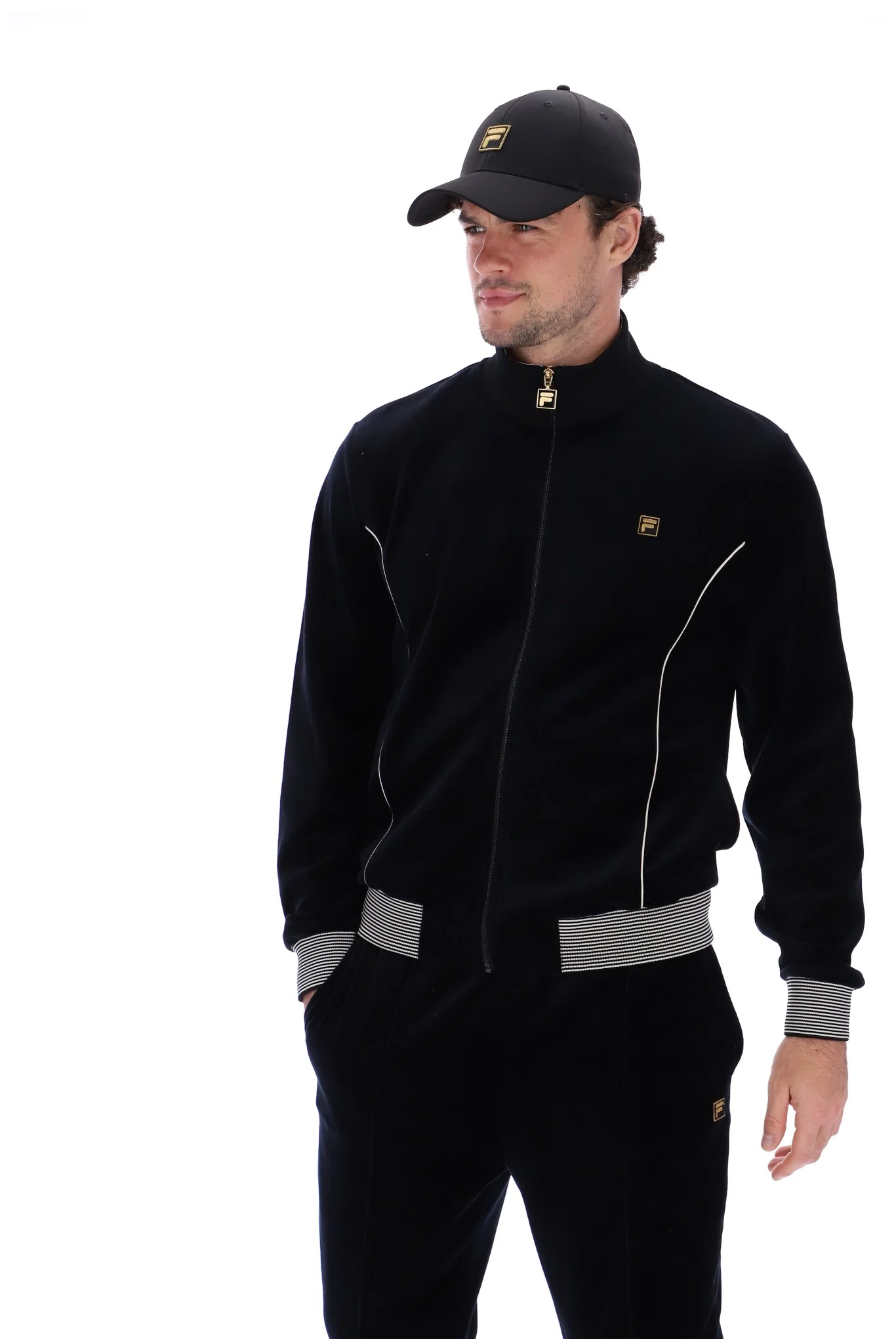 Fila Bosa Velour Track Jacket With Contrast Piping