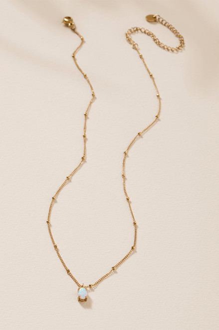 Jan Stainless Steel Opal Pendant Necklace