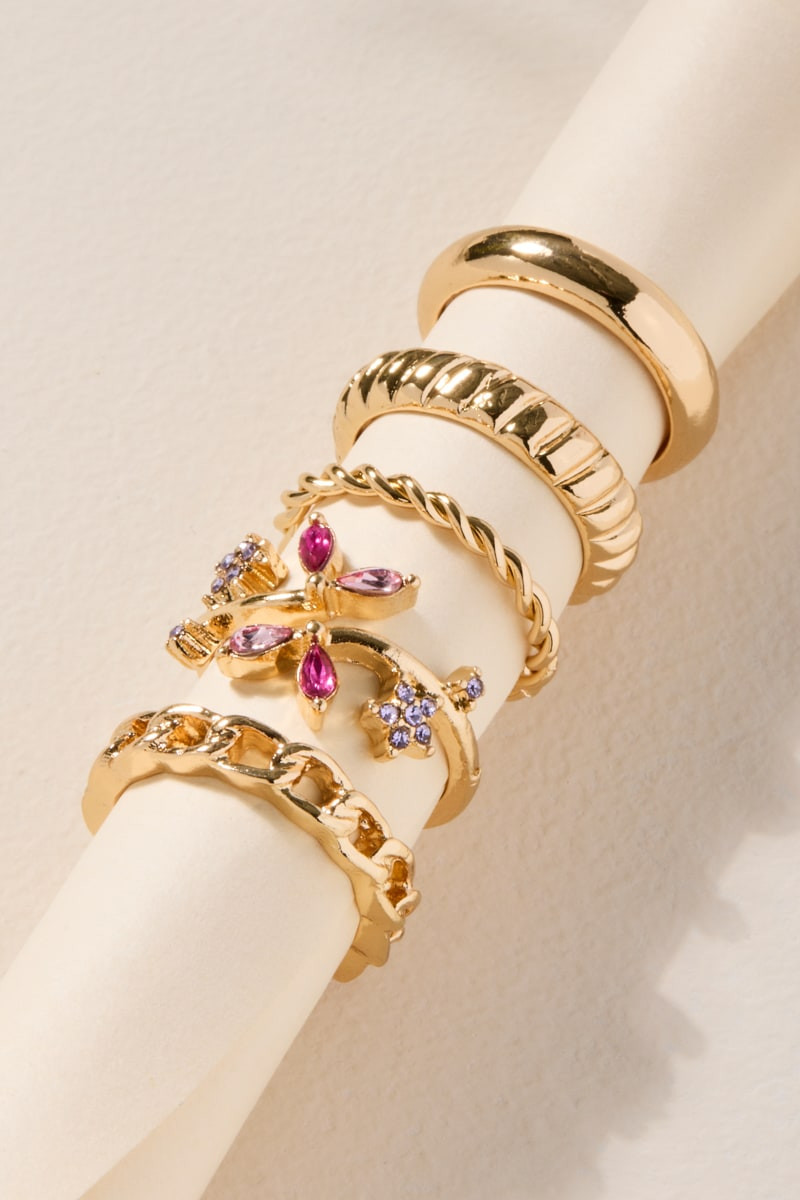 Mary Mixed Flower Ring Set