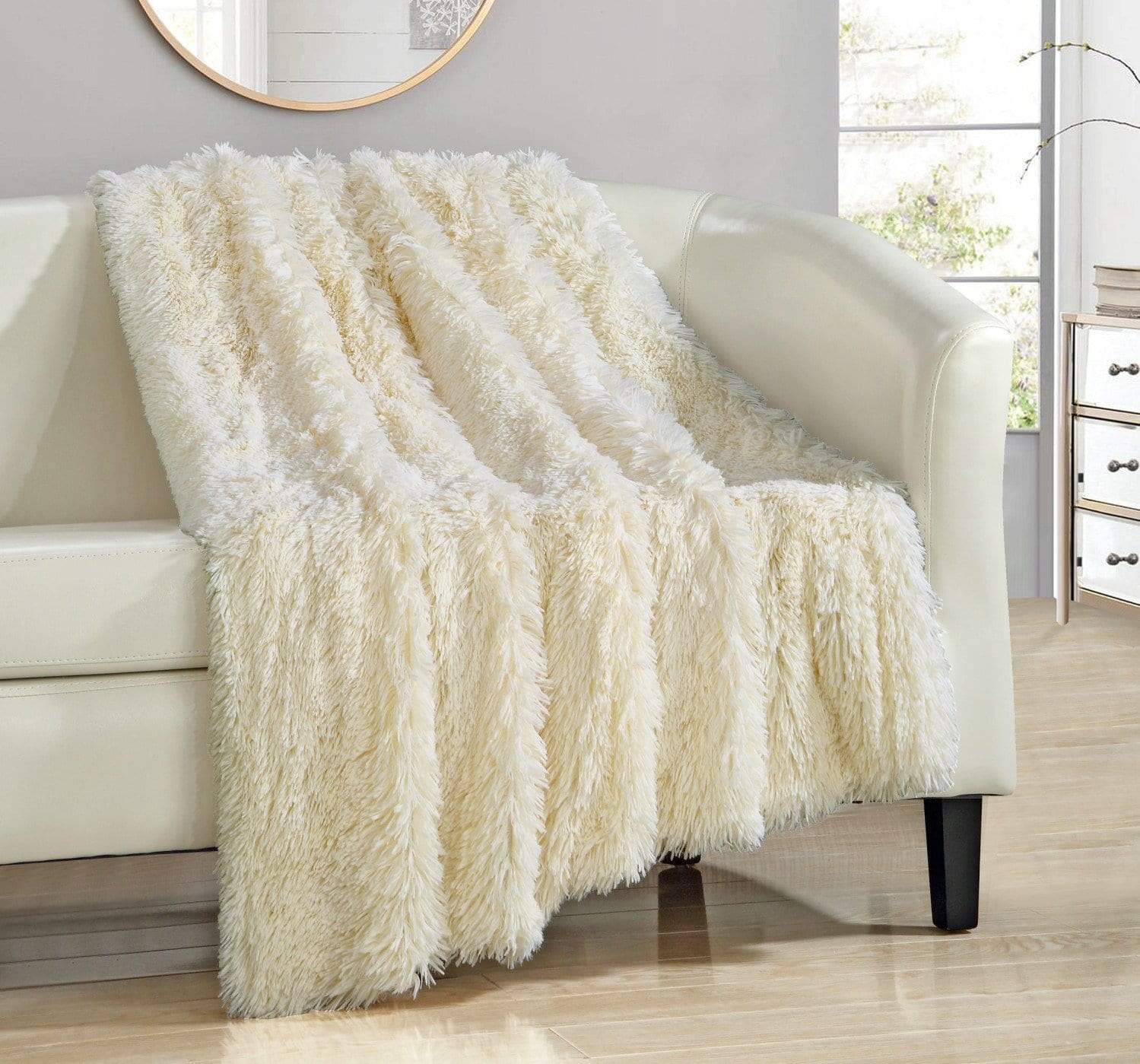 Christmas Sale Faux Fur Micromink Throw Blanket Beige