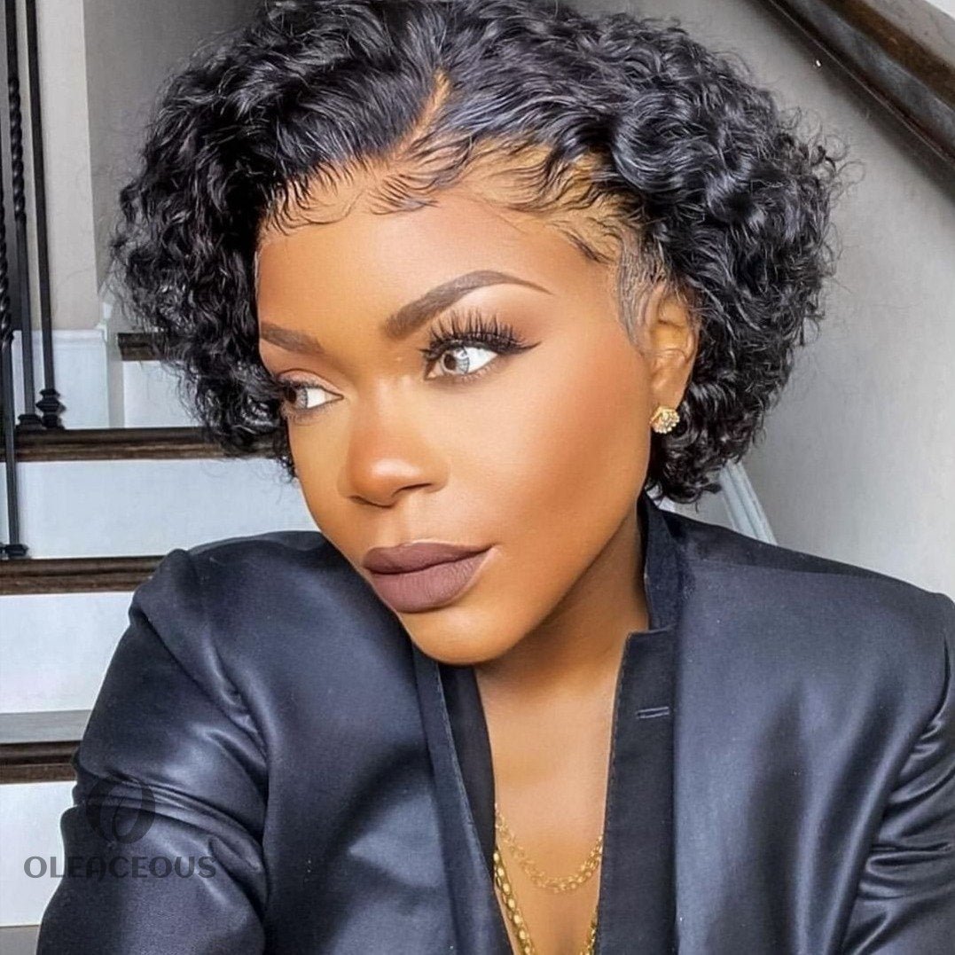 Black Bob Prepluck Glueless Short Wig Bob Curly Hair