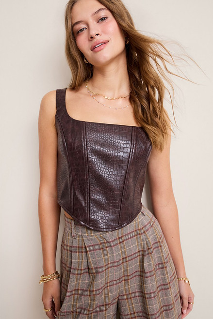 Emma Faux Leather Corset Top