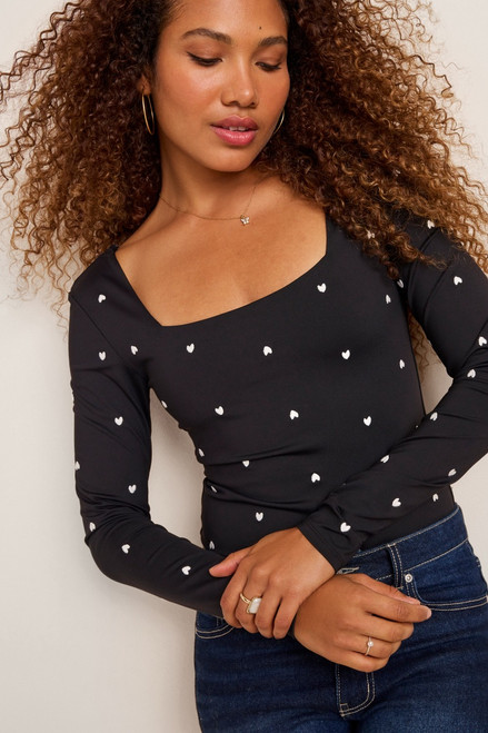 yummi by francesca's Embroidered Heart Bodysuit