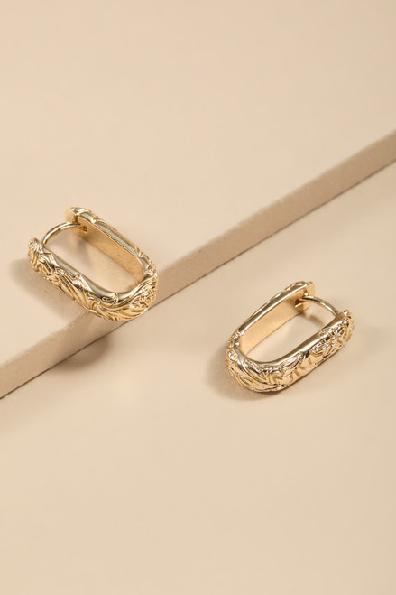 Faith Embossed Gold Hoop Earrings
