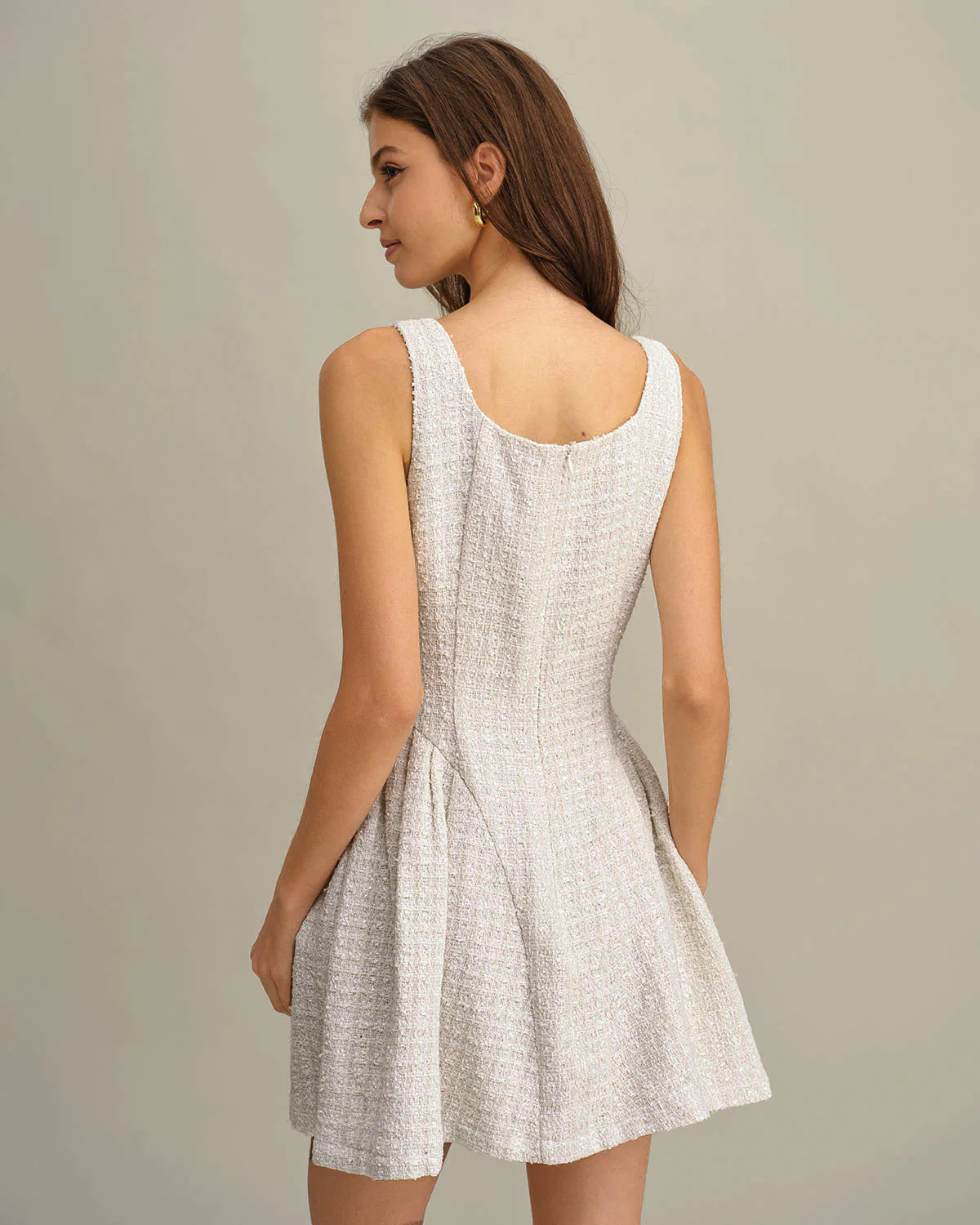 Apricot Textured Sleeveless Mini Dress