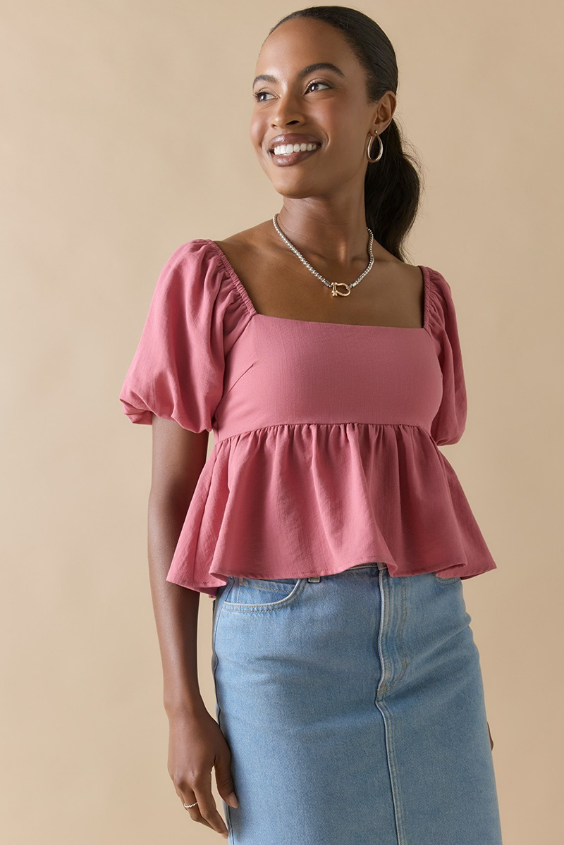 Vivian Square Neck Bow Back Blouse