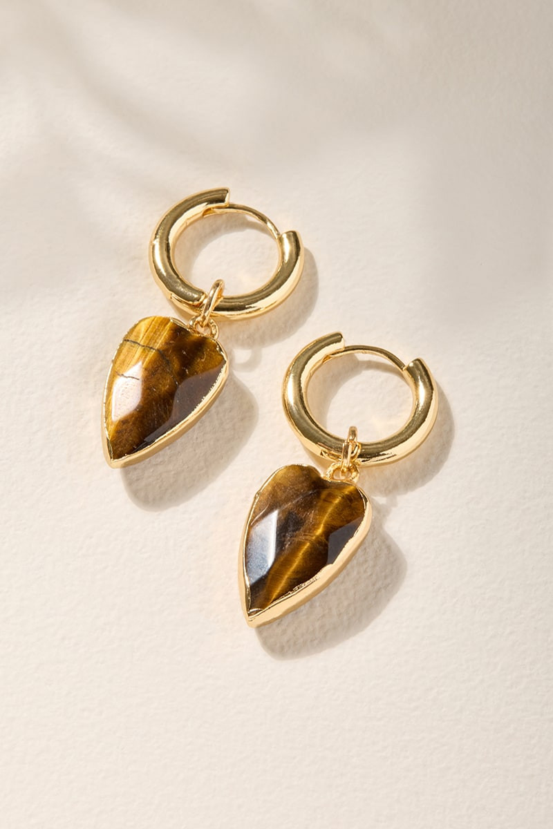 Gina Heart Stone Drop Earrings