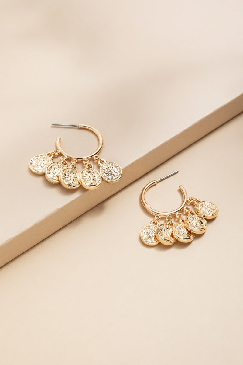 Layla Shaky Coin Charm Hoop Earrings