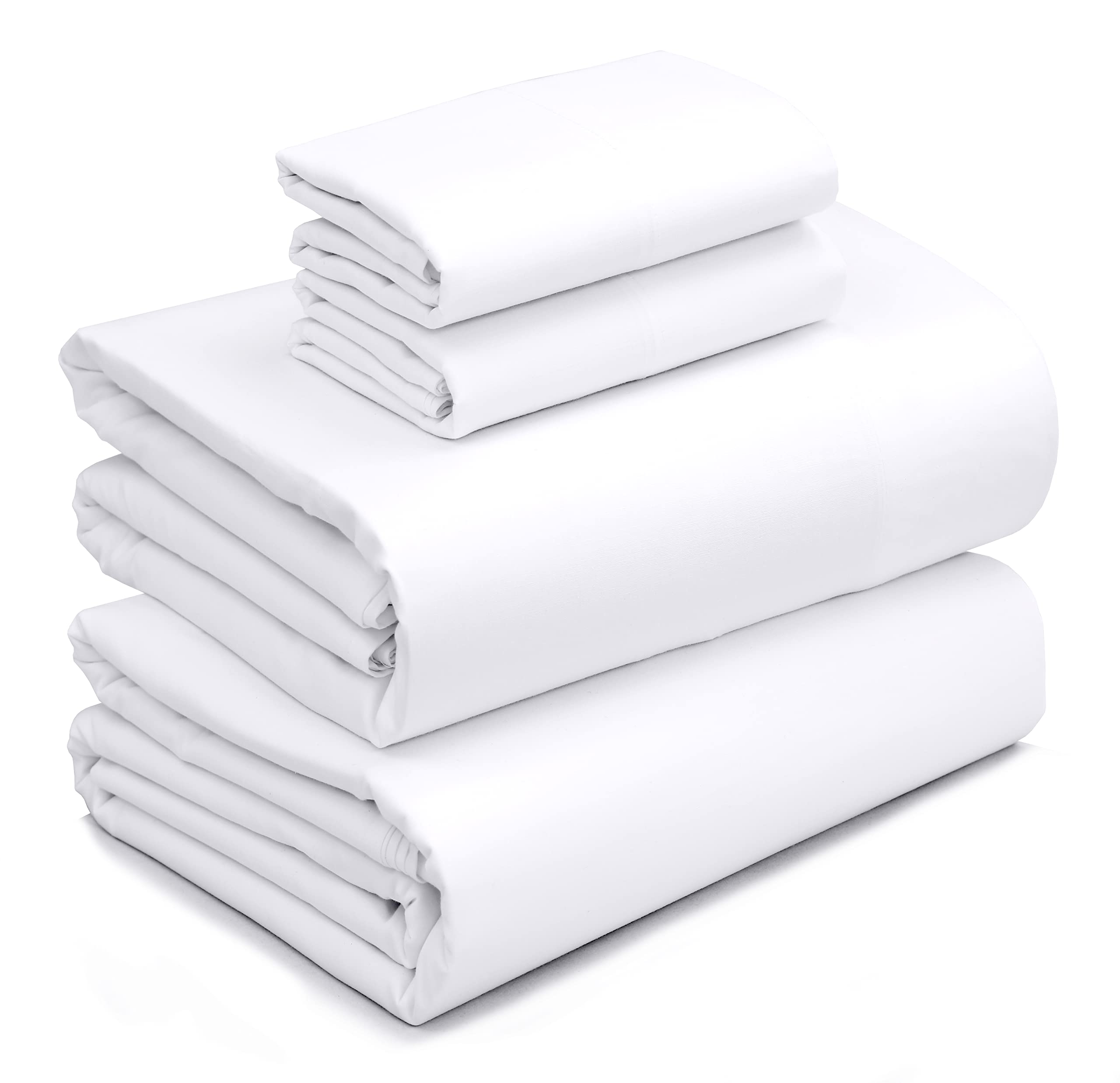 [White]100% Cotton Sheets - Soft & Breathable Sheet Set - 4 Pieces