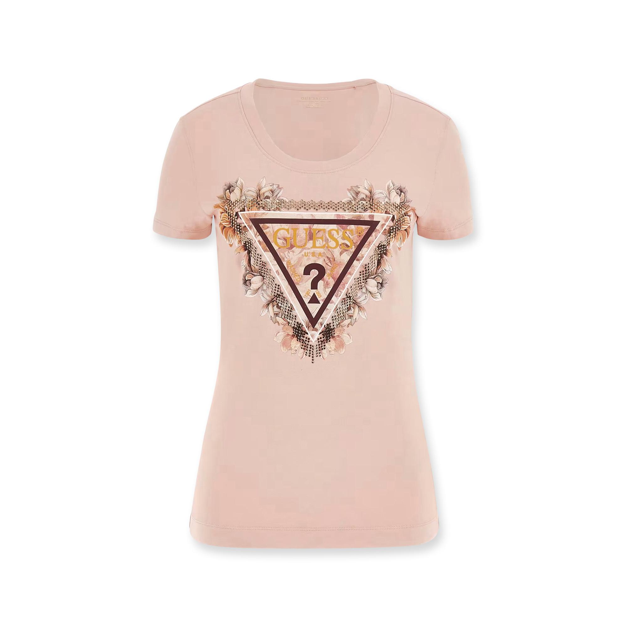 GUESS T-Shirt mit floralem Logo-Dreieck