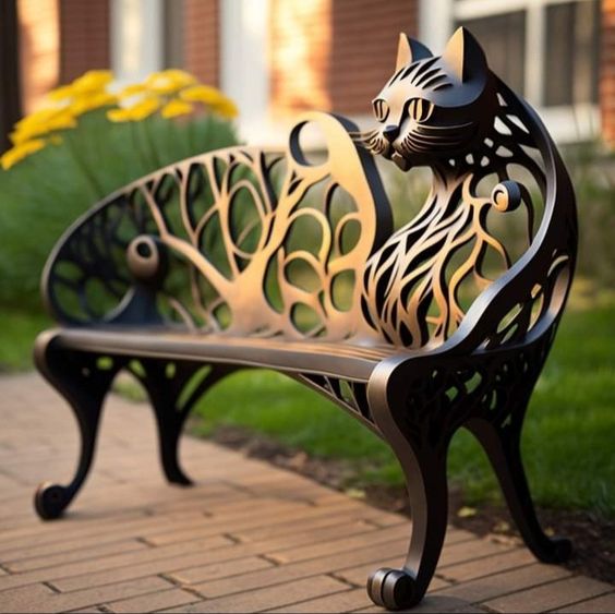 ??LAST DAY 80% OFF??Garden art iron cat benches