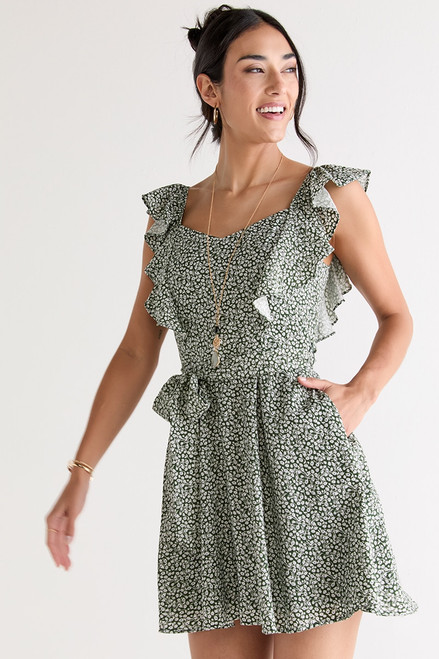 Ada Flutter Strap Floral Mini Dress