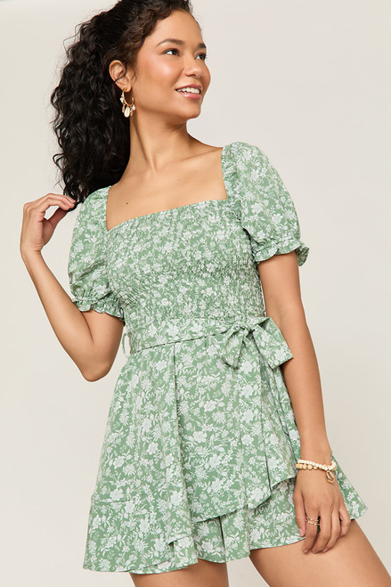 Megan Smocked Floral Romper