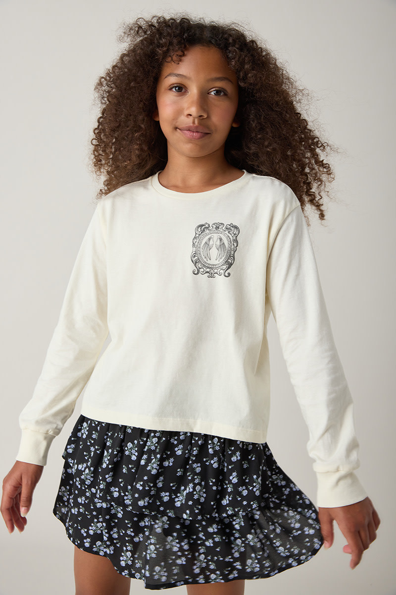 Hello Franki Angel Wing Long Sleeve Crop T for Girls