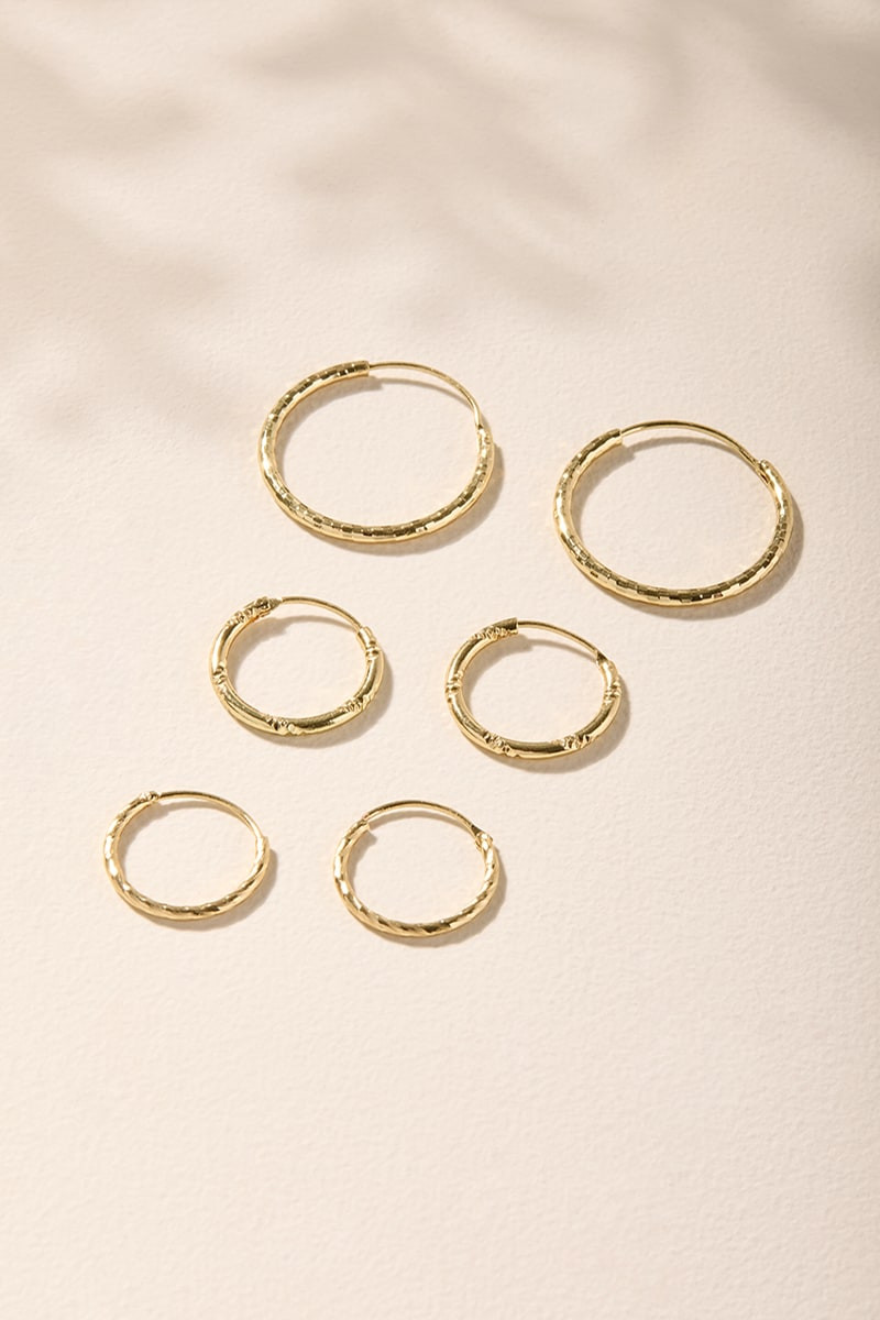 Connie Knife Cut Hoop Earrings Set