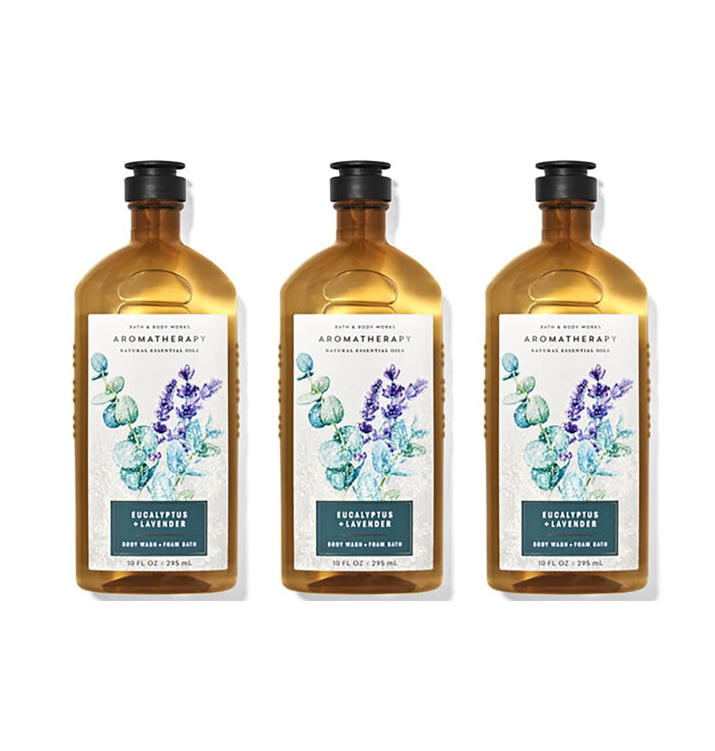 Bath & Body Works Aromatherapy Eucalyptus + Lavender Body Wash & Foam Bath, 10 fl oz per Bottle (3 Pack) (Eucalyptus + Lavender)