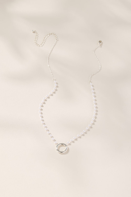 Pearl Cluster Charm Necklace Base Silver