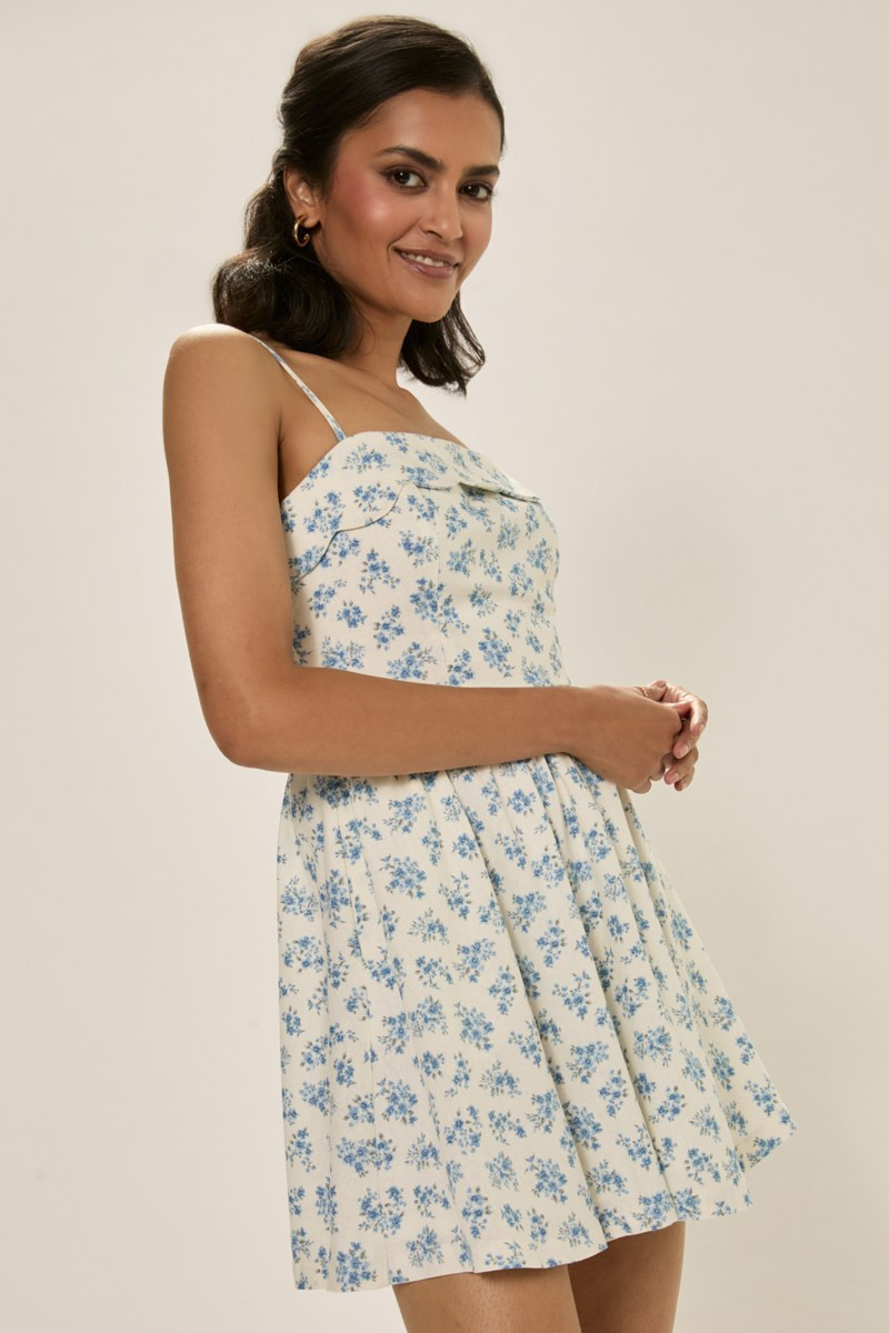 Elena Scalloped Trim Mini Dress