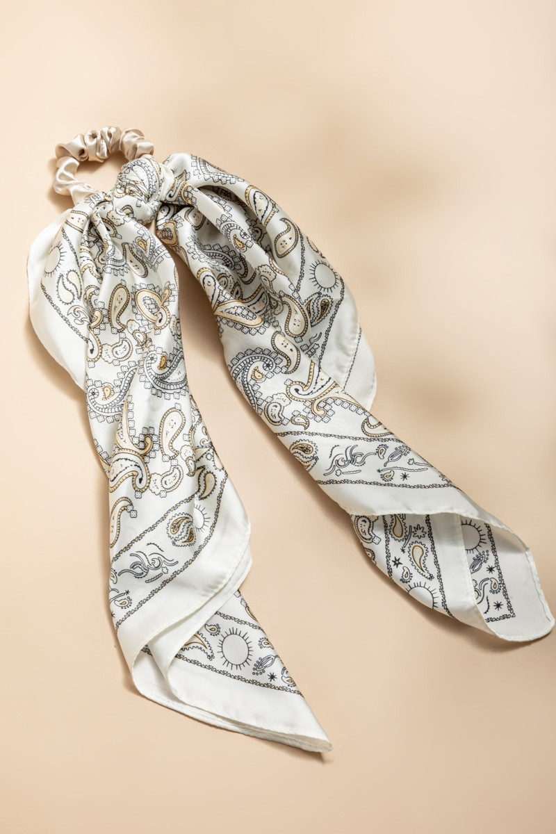 Dana Paisley Satin Scarf Scrunchie