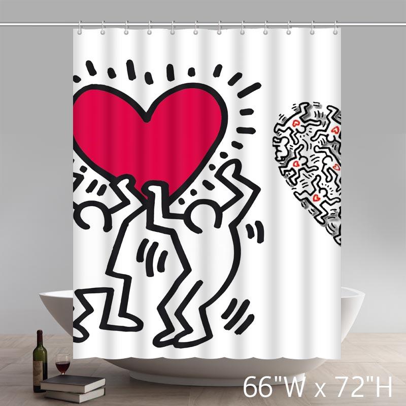 Keith haring love heart Graffiti art Custom Shower Curtain